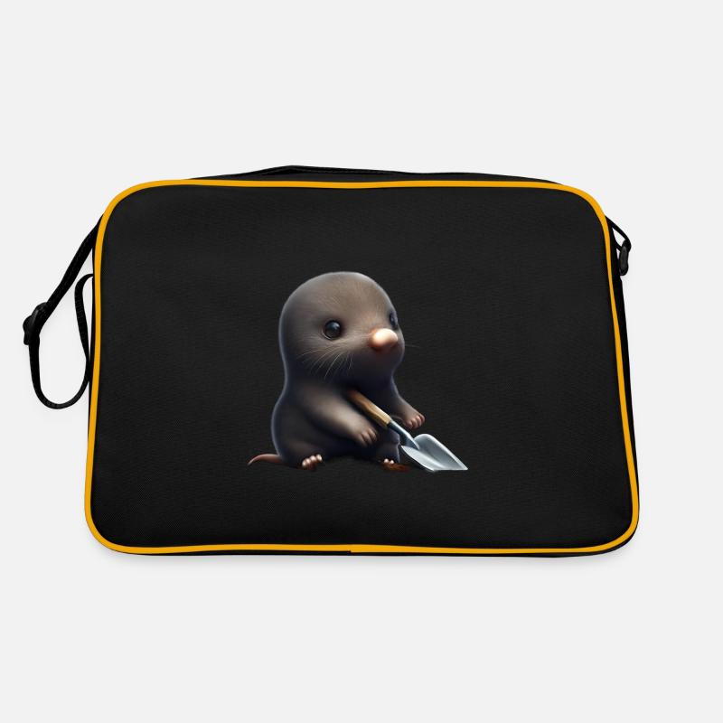Cute mole with shovel Retro Bag