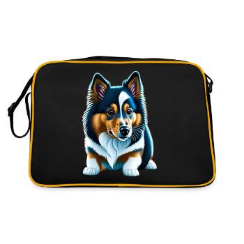 Lying Shetland Sheepdog Corgi Puppy - Retro Bag - black/gold - Back