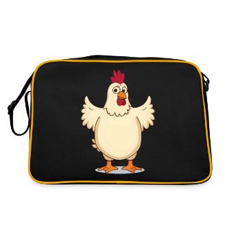 Huhn-Lustiges Comic Tier Shirt - Retro Tasche - Schwarz/Gold - Hinten