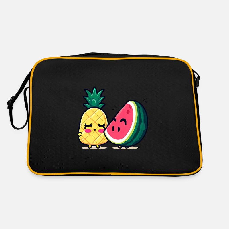 Wassermelone und Ananas beste Freunde - Retro Tasche - Schwarz/Gold