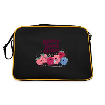 Berry Good Times Beeren Rote Früchte - Retro Tasche - Schwarz/Gold - Hinten