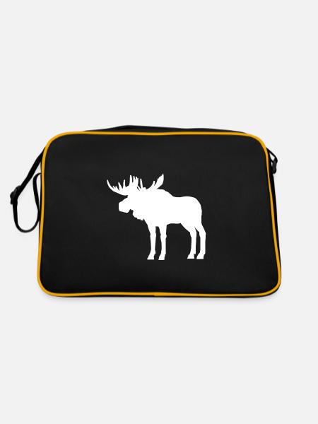 Elch Silhouette - Retro Tasche - Schwarz/Gold