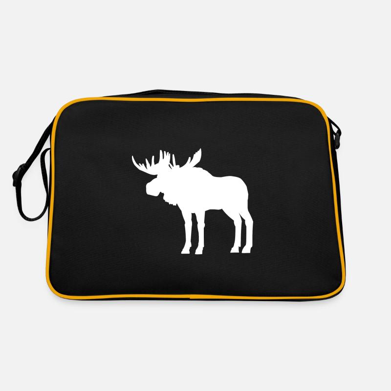 Elch Silhouette - Retro Tasche - Schwarz/Gold
