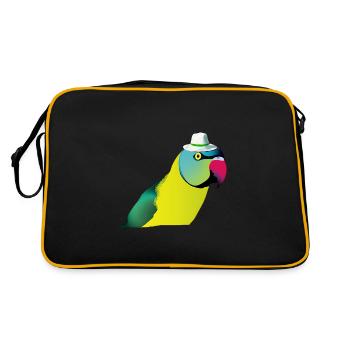 Indischer Ringelhals Papagei - Retro Tasche - Schwarz/Gold - Hinten