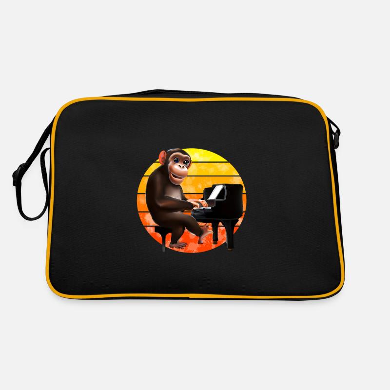 Monkey at the piano Retro Bag
