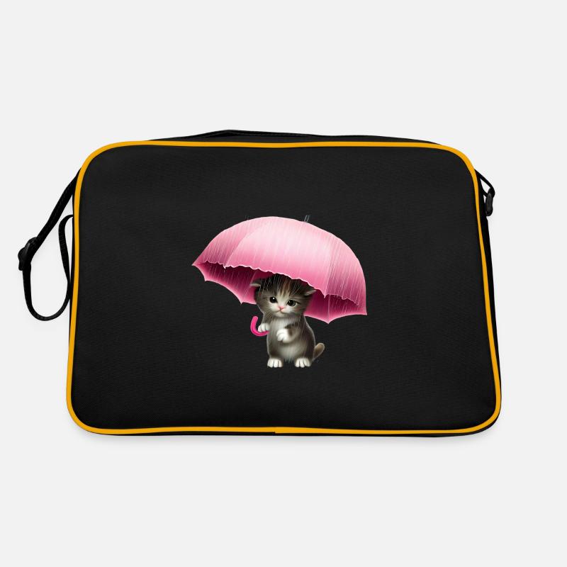 Cat with pink umbrella Retro Bag