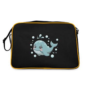Niedlicher Wal für ein Kind - Retro Tasche - Schwarz/Gold - Hinten