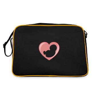 Baby birth heart - Geburt Herz - Retro Tasche - Schwarz/Gold - Hinten