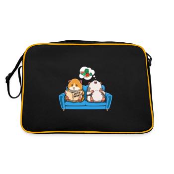 Meerschweinchen Sofa Lesen Träumen Futter - Retro Tasche - Schwarz/Gold - Hinten