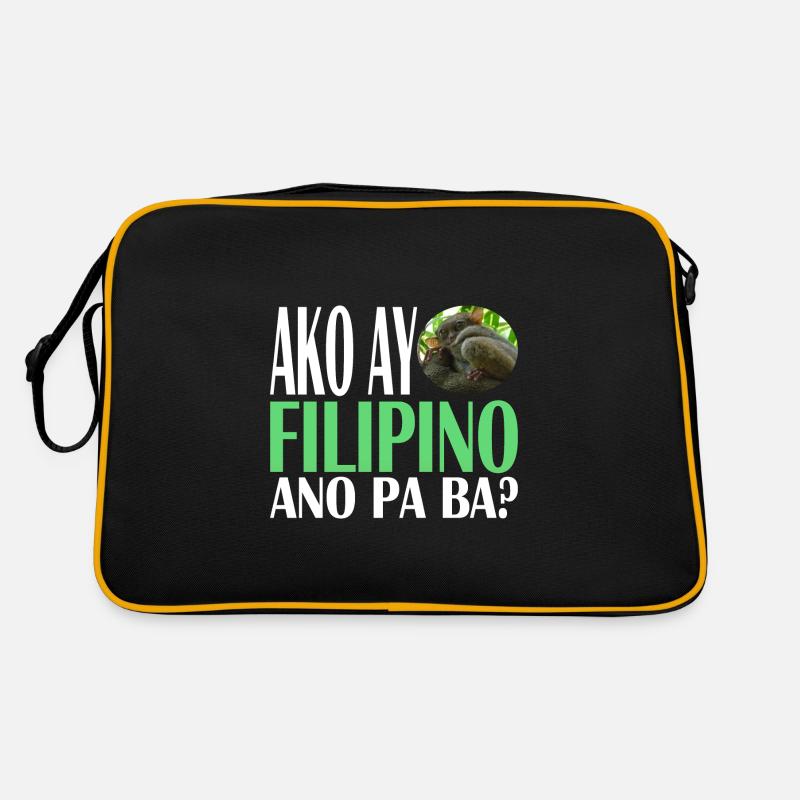 Philippinischer Tarsier - Retro Tasche - Schwarz/Gold