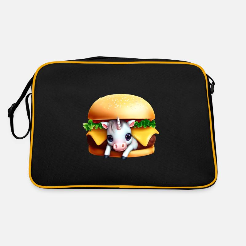 Einhorn Cheeseburger Retro Tasche