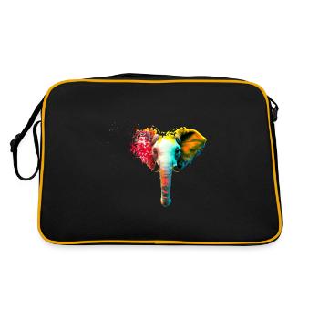 Elefantenkopf mit Farbexplosion - Retro Tasche - Schwarz/Gold - Hinten