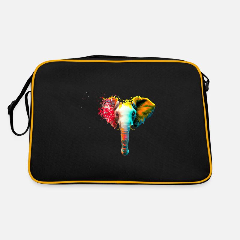 Elefantenkopf mit Farbexplosion Retro Tasche