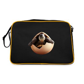 Turtle hatches from the egg - Retro Bag - black/gold - Back