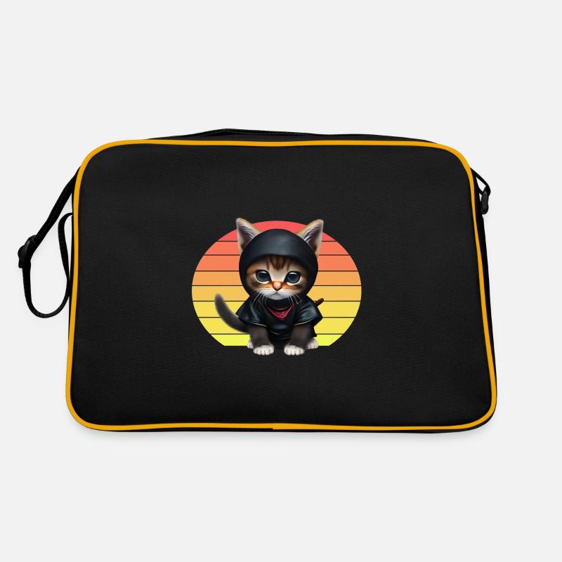 Coucher de soleil de chat ninja Sac Retro