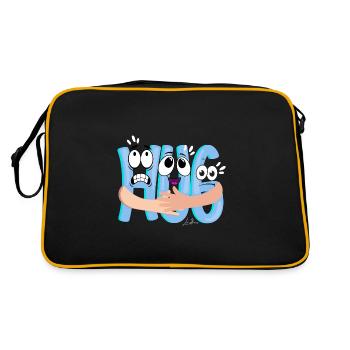 Blaues Cartoon-Kuscheln - Humorvoll - Retro Tasche - Schwarz/Gold - Hinten