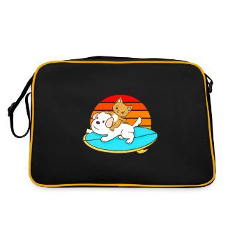 Balades en chat sur une planche de surf pour chien - Sac Retro - noir/or - Dos