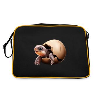 Turtle hatches from the egg - Retro Bag - black/gold - Back