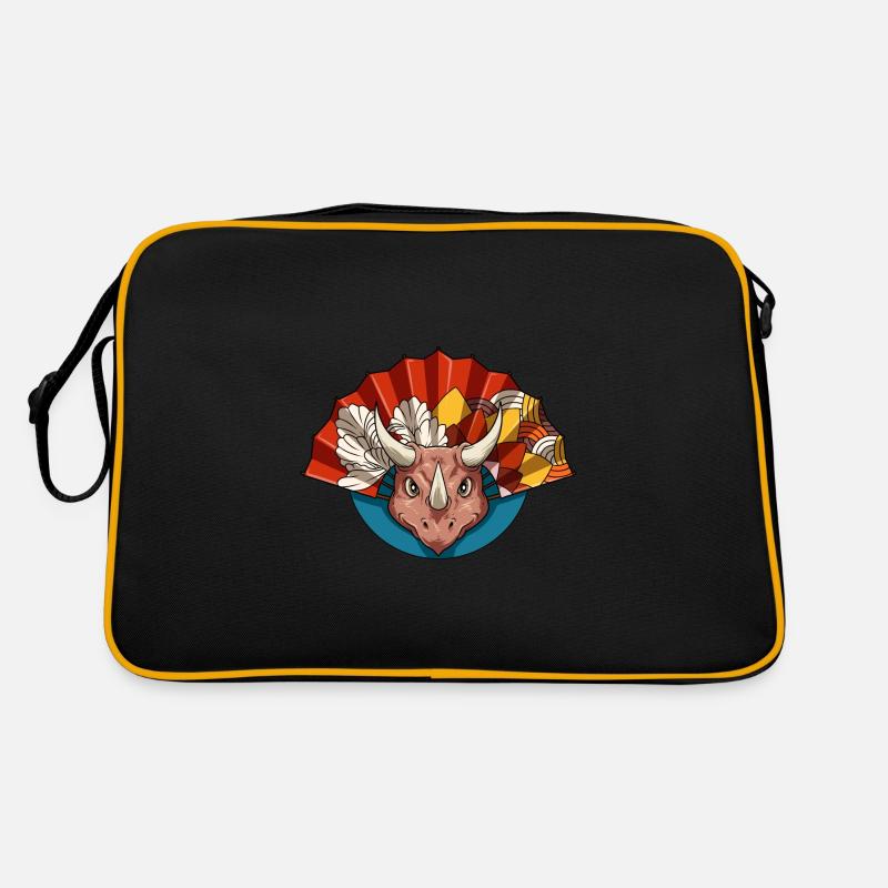 Dinosaurier Triceratops Fächer Handfächer Dino Retro Tasche