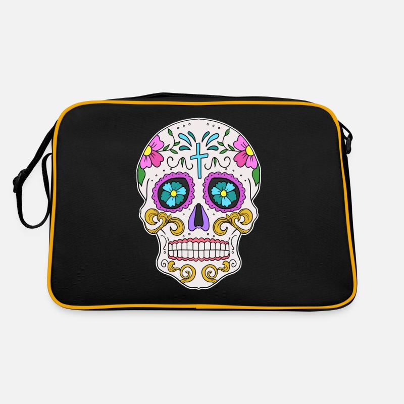 Mexicaines crâne Dia de los Muertos jour - Sac Retro - noir/or