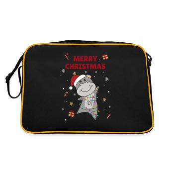 Hippo Merry Christmas Winter Animals Hippos - Retro Bag - black/gold - Back