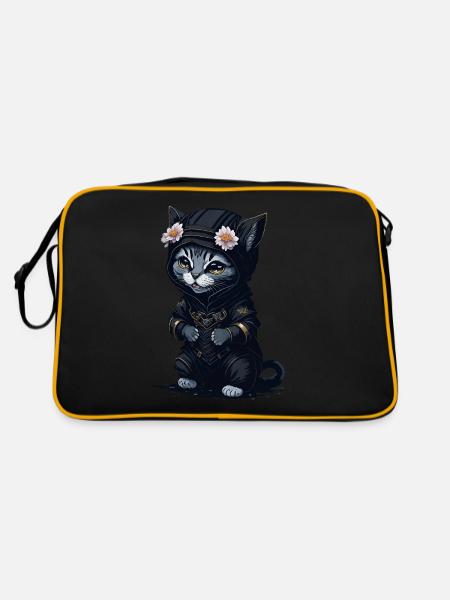With this motif you will become a ninja - Retro Bag - black/gold - Back
