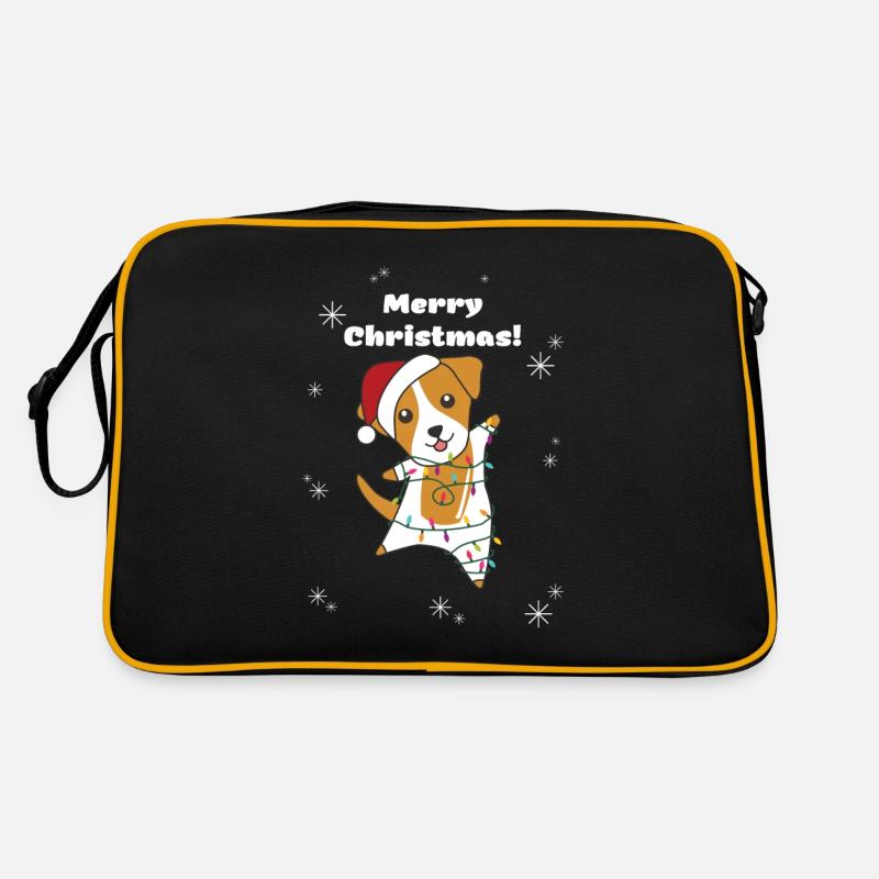 Jack Russel Chien de Noël Animaux d’hiver Chiens - Sac Retro - noir/or