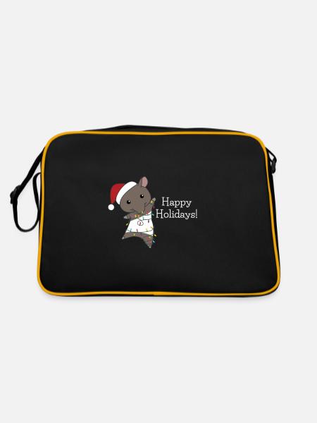 Tapir Christmas Tapirs Winter Animals - Retro Bag - black/gold - Back