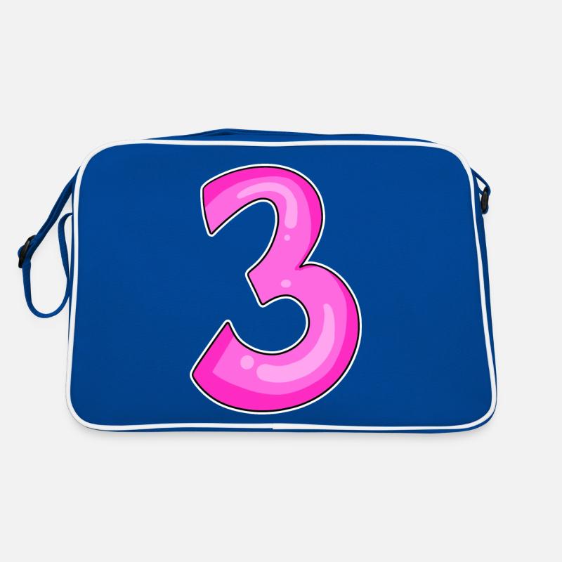 Three - 3 - Number 3 - Number 3 Retro Bag