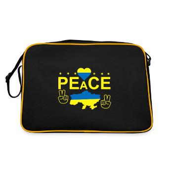 Love Peace Free Ukraine Flag - Retro Tasche - Schwarz/Gold - Hinten
