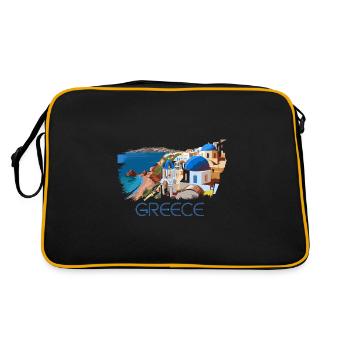 Griechenland Griechisch Ägäischen Ionischen Meer - Retro Tasche - Schwarz/Gold - Hinten