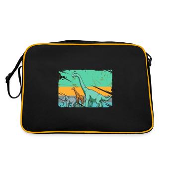 Brachiosaurus Dinosaurier Giraffe Elefant Mensch - Retro Tasche - Schwarz/Gold - Hinten