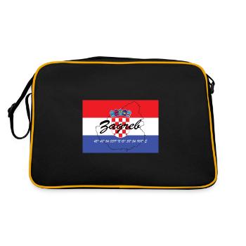 Zagreb - Hauptstadt mit GPS & Flagge - Retro Tasche - Schwarz/Gold - Hinten