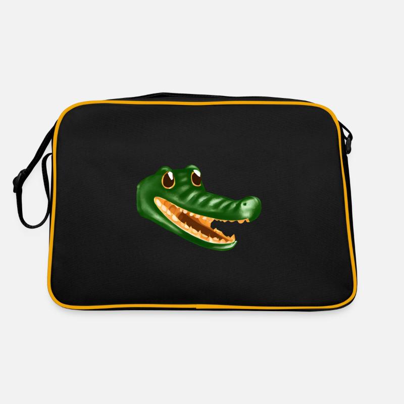 Wunderschön gezeichneter Krokodilkopf Retro Tasche