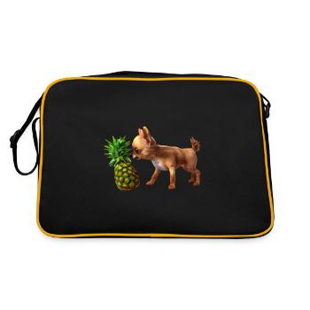 Chihuahua mit Ananas - Retro Tasche - Schwarz/Gold - Hinten