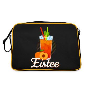 Eistee Pfirsich Design Tee - Retro Tasche - Schwarz/Gold - Hinten
