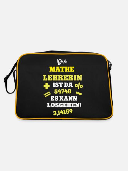 Mathe Lehrerin Mathelehrerin Schule Mathematik - Retro Tasche - Schwarz/Gold - Hinten
