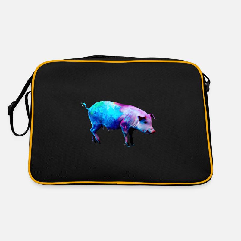 Farbenfrohes Schwein Retro Tasche