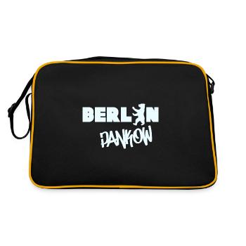 Berlin Pankow Schriftzug Grafitti Souvenir Bezirk - Retro Tasche - Schwarz/Gold - Hinten