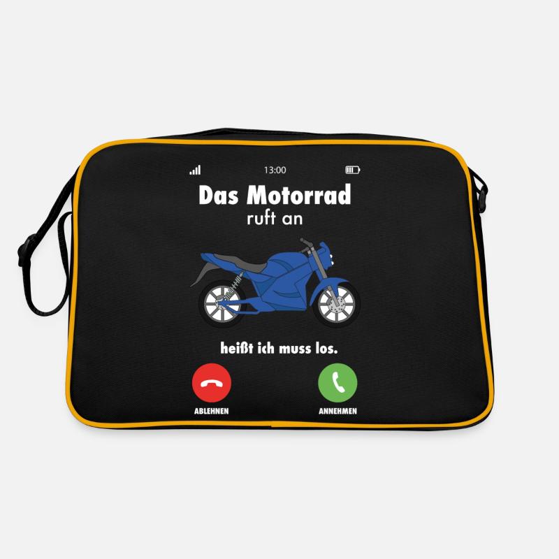 Motorrad Spruch Motorradfahrer Motorräder lustig - Retro Tasche - Schwarz/Gold