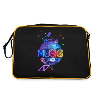 Music DJ, music, disco, leds. - Retro Bag - black/gold - Back