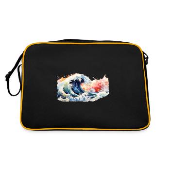Japanese Wave the Great Wave of Kanagawa - Retro Bag - black/gold - Back