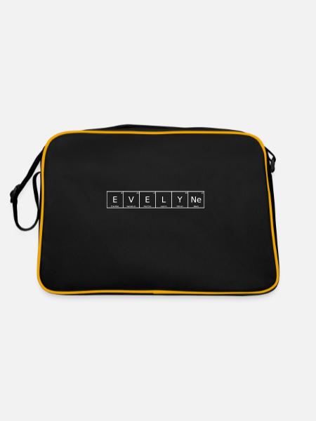 Evelyne Name Vorname Chemie Periodensystem Element - Retro Tasche - Schwarz/Gold - Hinten
