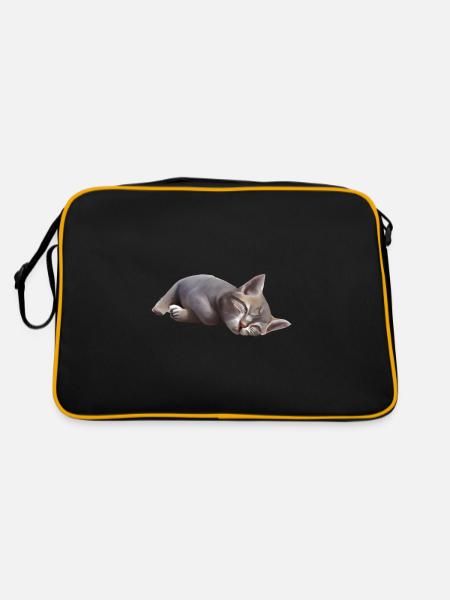 Sleeping cat - Retro Bag - black/gold - Back