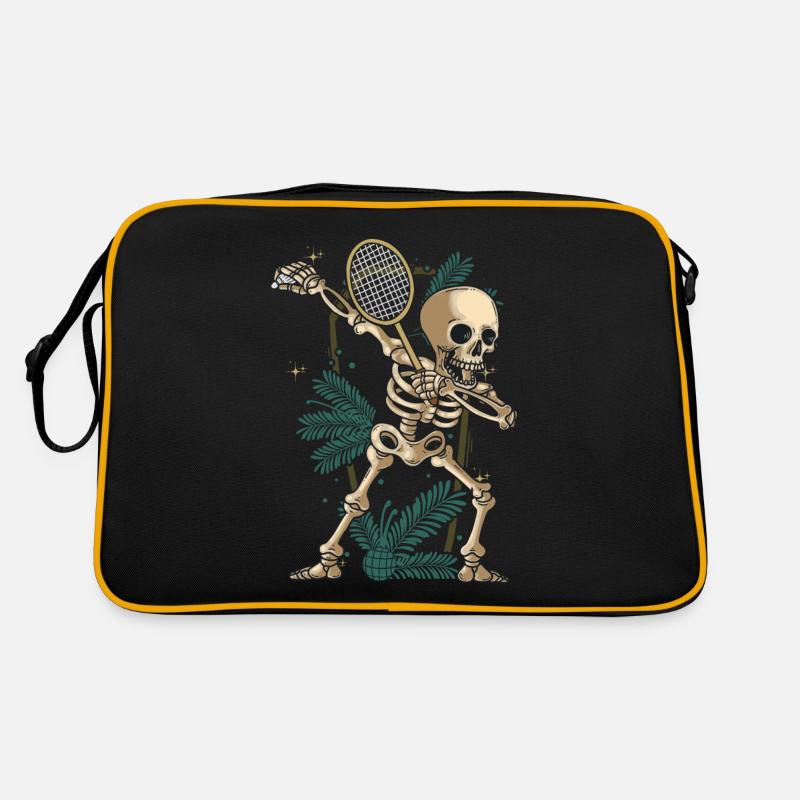 Badminton Dabbing Skeleton Halloween Shuttlecock Sac Retro