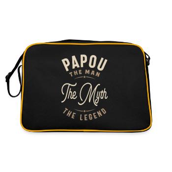 Papou Der Mann Der Mythos Die Legende - Retro Tasche - Schwarz/Gold - Hinten