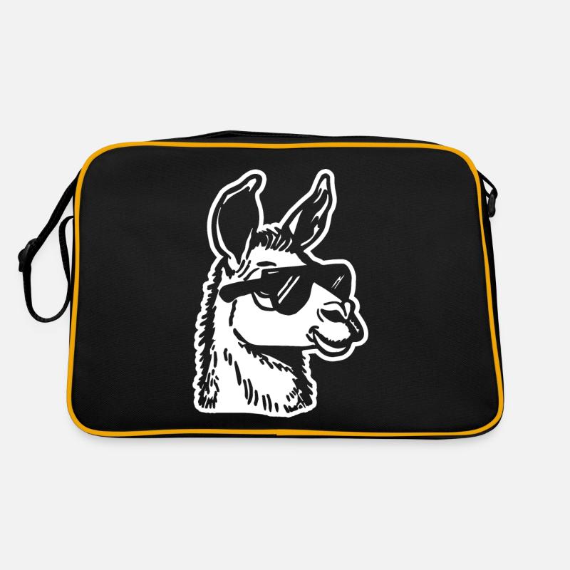 Lama - Retro Tasche - Schwarz/Gold