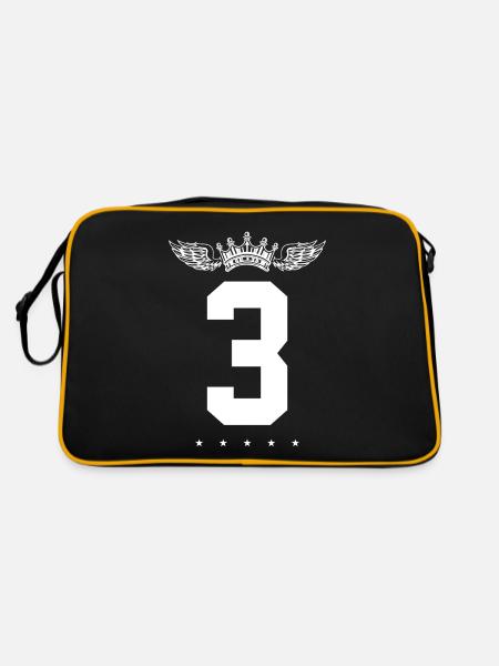 3 Zahl Krone - Retro Tasche - Schwarz/Gold - Hinten