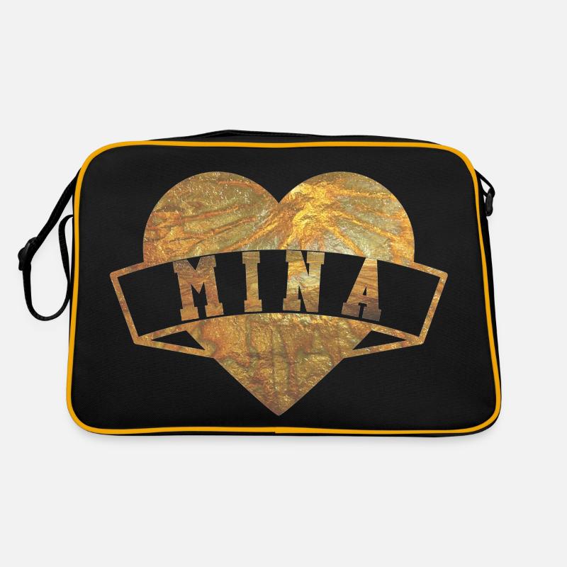 Mina Hearts Gold Retro Bag
