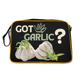 Knoblauch, lustiger Spuch, Got-Garlic - Retro Tasche - Schwarz/Gold - Hinten